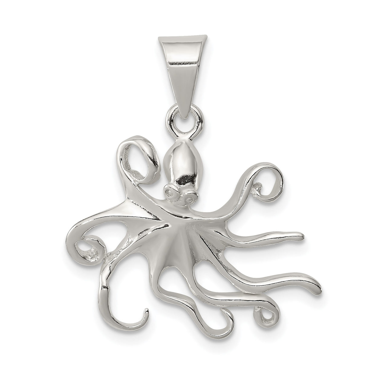 Sterling Silver Octopus Pendant with Detailed Sea Creature Design for Women or Unisex Wear