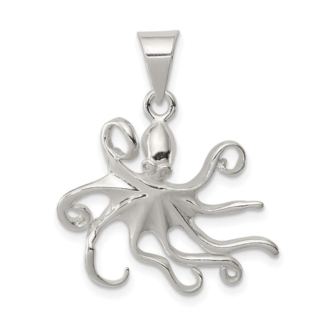Sterling Silver Octopus Pendant with Detailed Sea Creature Design for Women or Unisex Wear