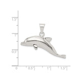 Sterling Silver Dolphin Pendant, Sleek Polished Ocean Animal Charm for Women and Unisex Wear