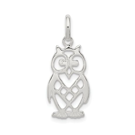 Sterling Silver Owl Pendant with Openwork Design, Nature-Inspired Animal Jewelry for Women or Unisex