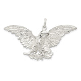 Sterling Silver Eagle Pendant with Outstretched Wings, Patriotic Wildlife Charm for Men