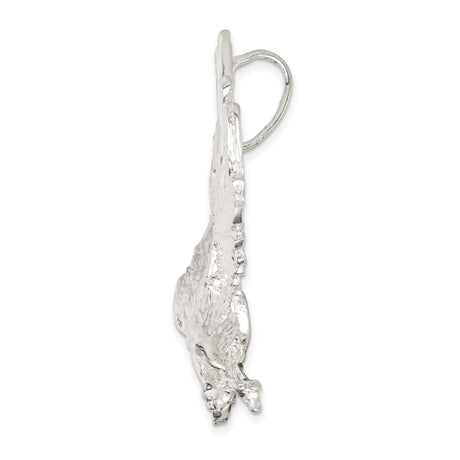 Sterling Silver Eagle Pendant with Outstretched Wings, Patriotic Biker Style for Men