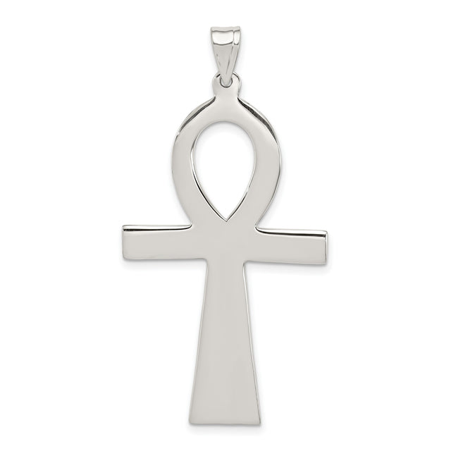 Polished Ankh Cross Charm Pendant in Real 925 Sterling Silver