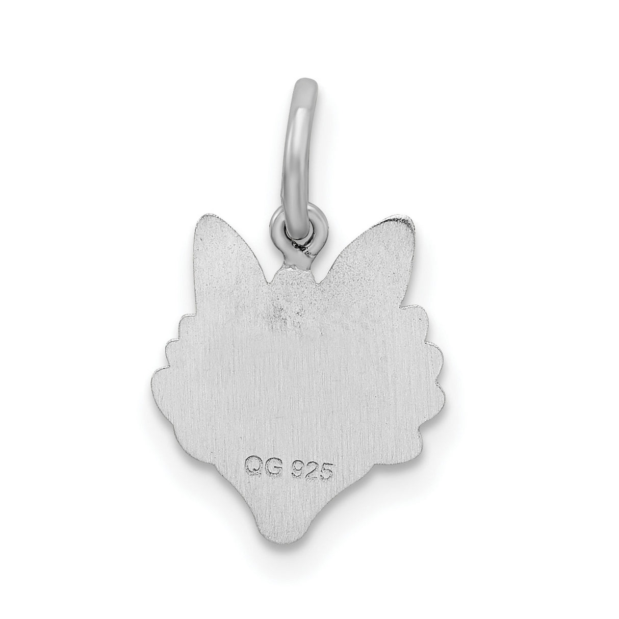 Fox Head Polished Front Satin Back Charm Pendant in Real 925 Sterling Silver