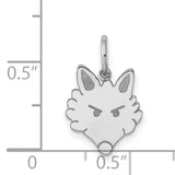 Fox Head Polished Front Satin Back Charm Pendant in Real 925 Sterling Silver