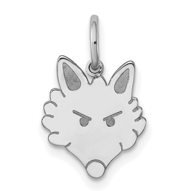 Fox Head Polished Front Satin Back Charm Pendant in Real 925 Sterling Silver