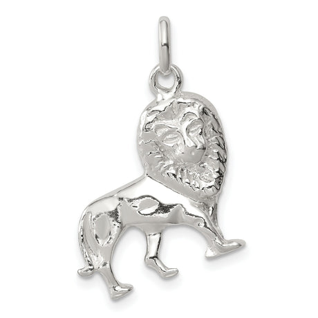 Male Lion With Mane Charm Pendant in Real 925 Sterling Silver