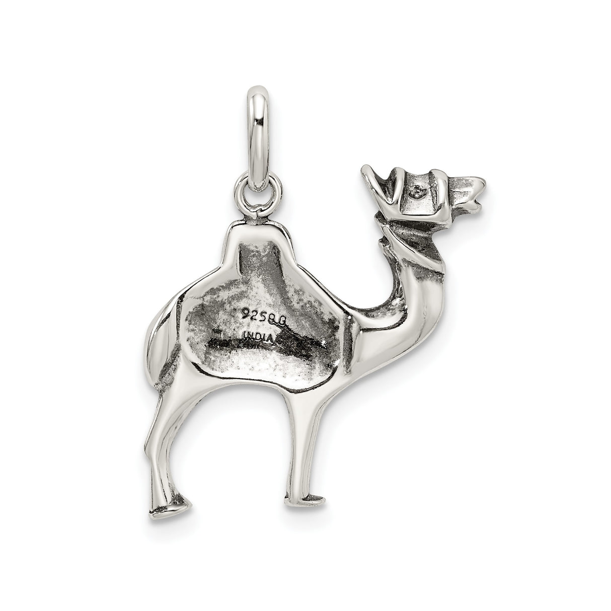 Sterling Silver Camel Pendant with Saddle Detail, Tribal Desert Animal Charm for Necklace or Bracelet