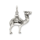 Sterling Silver Camel Pendant with Saddle Detail, Tribal Desert Animal Charm for Necklace or Bracelet