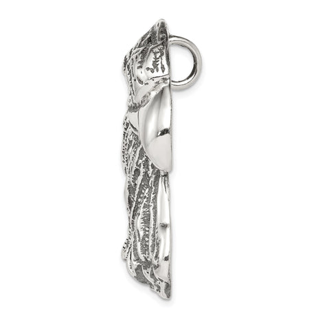 Sterling Silver Eagle Head Pendant, Textured Feather Design, Wildlife Theme for Men or Unisex