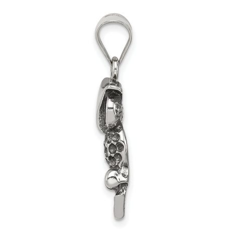 Solid Open-Back Owl Charm Pendant in Real 925 Sterling Silver