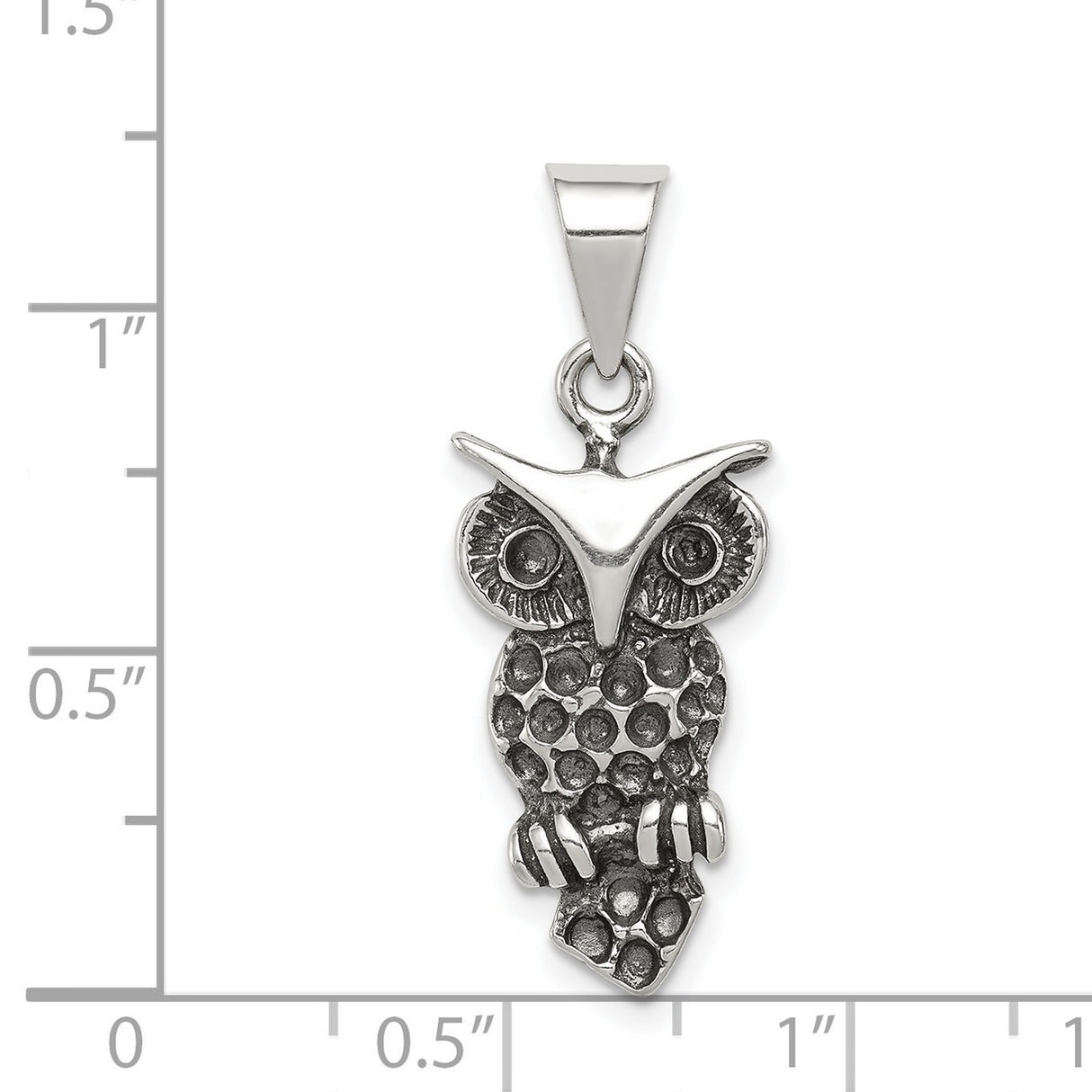 Solid Open-Back Owl Charm Pendant in Real 925 Sterling Silver