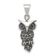Solid Open-Back Owl Charm Pendant in Real 925 Sterling Silver