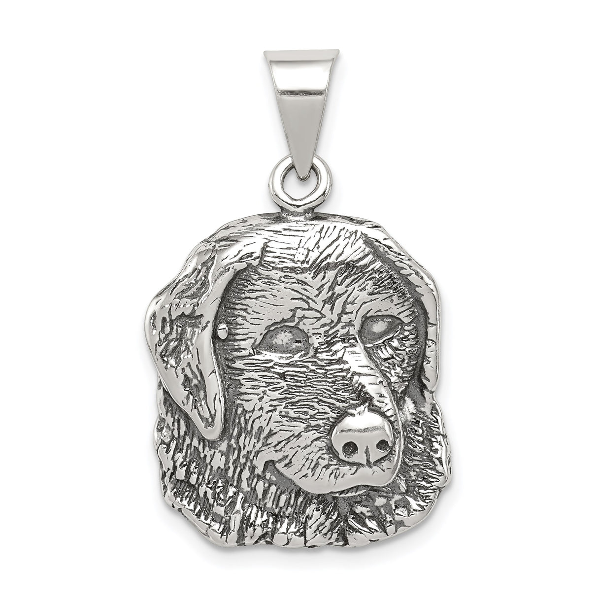 Sterling Silver Dog Head Pendant with Labrador Retriever Design, Unisex Pet Memorial Jewelry