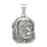 Sterling Silver Dog Head Pendant with Labrador Retriever Design, Unisex Pet Memorial Jewelry