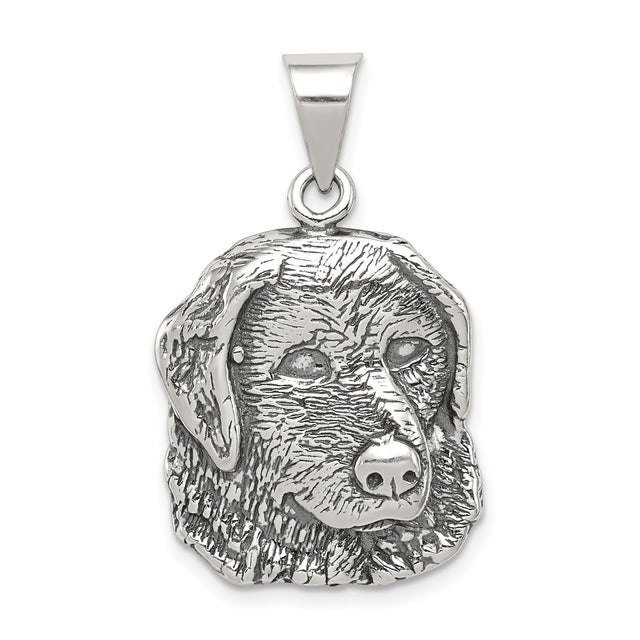 Sterling Silver Dog Head Pendant with Labrador Retriever Design, Unisex Pet Memorial Jewelry