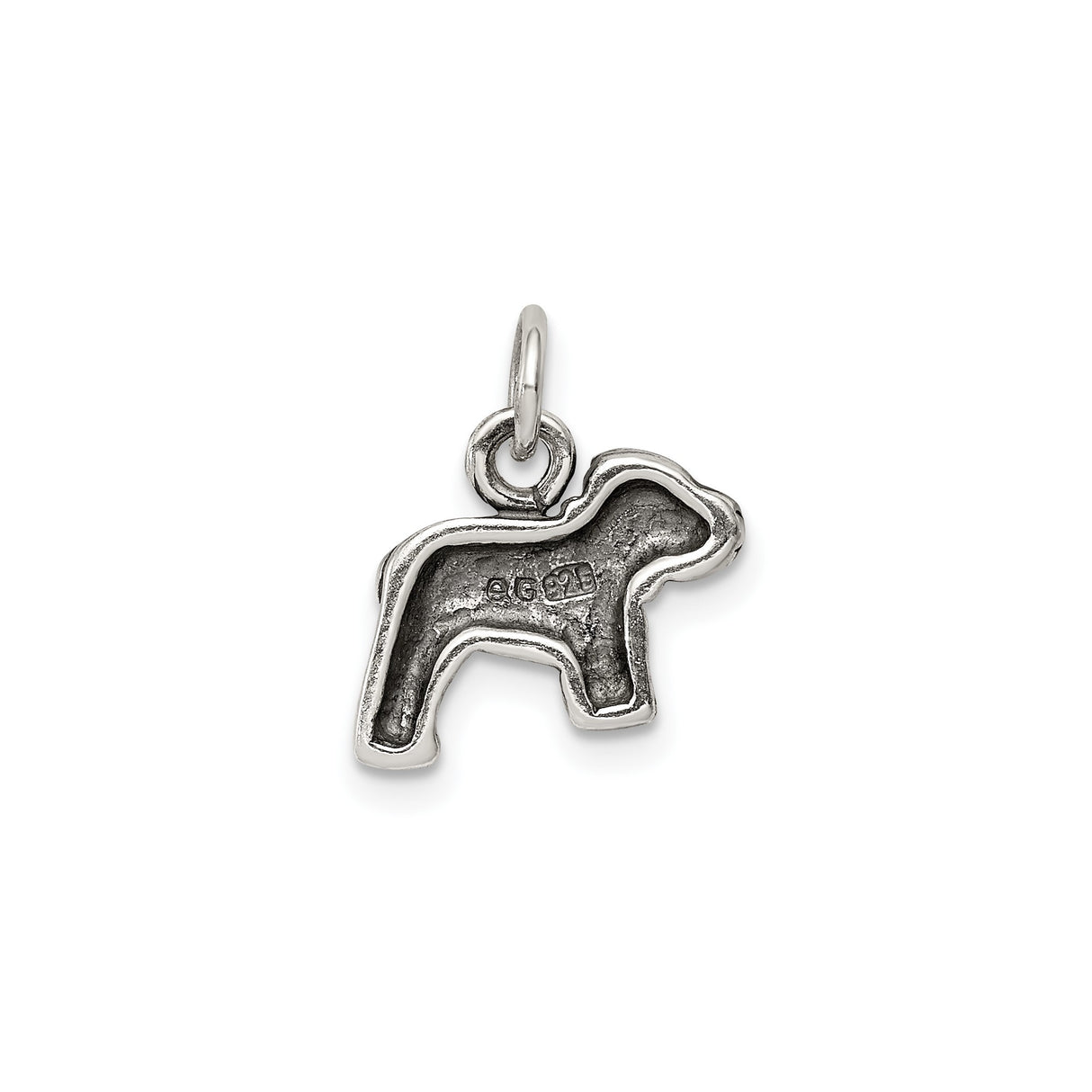 Sterling Silver Dog Pendant Charm, Realistic Bulldog Standing Figure, Pet Memorial Jewelry