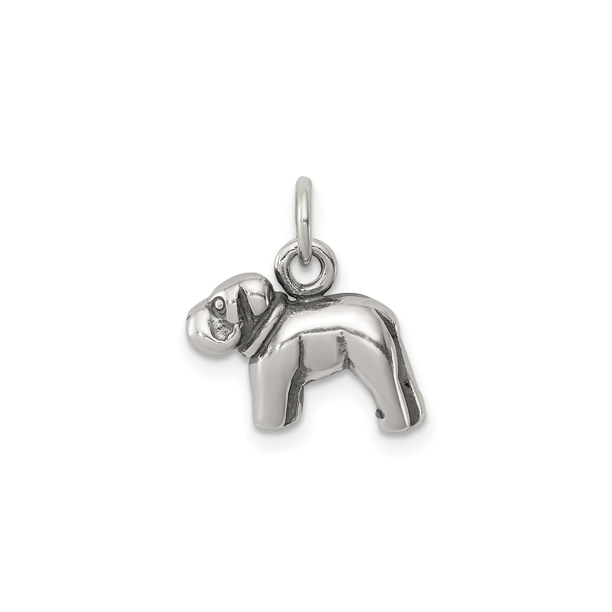 Sterling Silver Dog Pendant Charm, Realistic Bulldog Standing Figure, Pet Memorial Jewelry