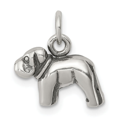 Sterling Silver Dog Pendant Charm, Realistic Bulldog Standing Figure, Pet Memorial Jewelry