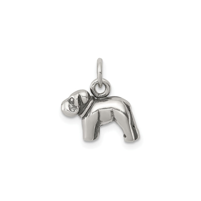 Sterling Silver Dog Pendant Charm, Realistic Bulldog Standing Figure, Pet Memorial Jewelry
