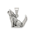 Sterling Silver Howling Wolf Pendant with Realistic Fur Detail, Tribal Animal Totem Jewelry