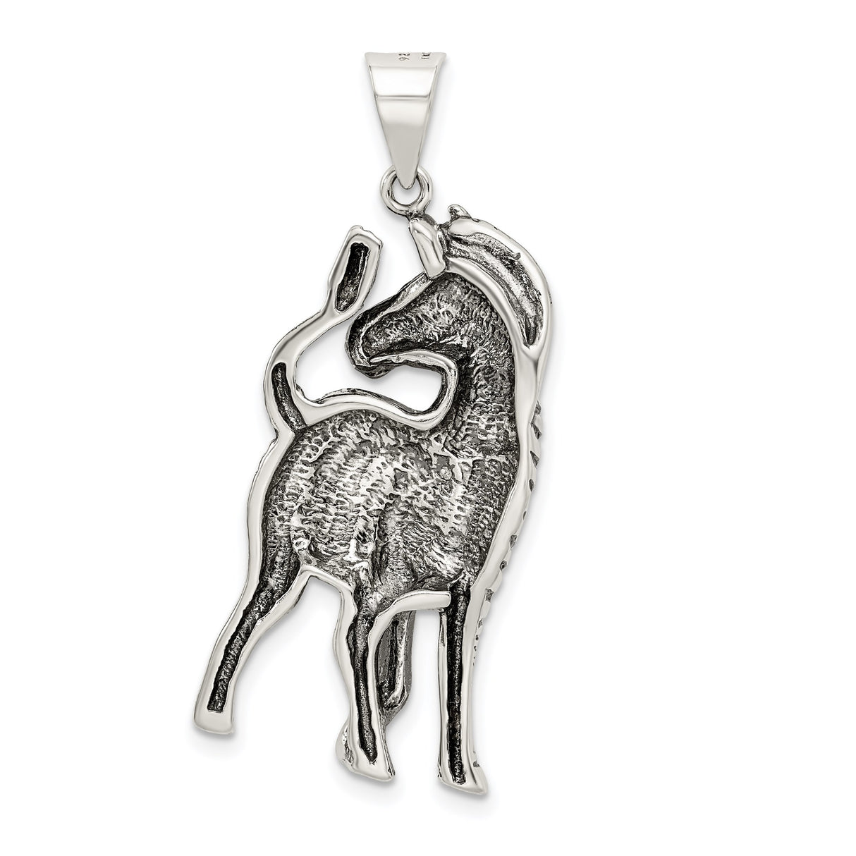 Sterling Silver Zebra Pendant with Detailed Stripes and Lifelike Posture for Women