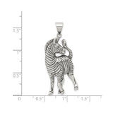 Sterling Silver Zebra Pendant with Detailed Stripes and Lifelike Posture for Women