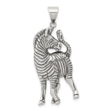 Sterling Silver Zebra Pendant with Detailed Stripes and Lifelike Posture for Women