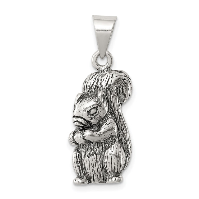 Sterling Silver Squirrel Pendant with Detailed Woodland Animal Design for Women or Unisex