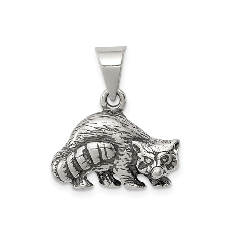 Sterling Silver Raccoon Pendant, Woodland Animal Totem Jewelry, Forest Creature Design for Women