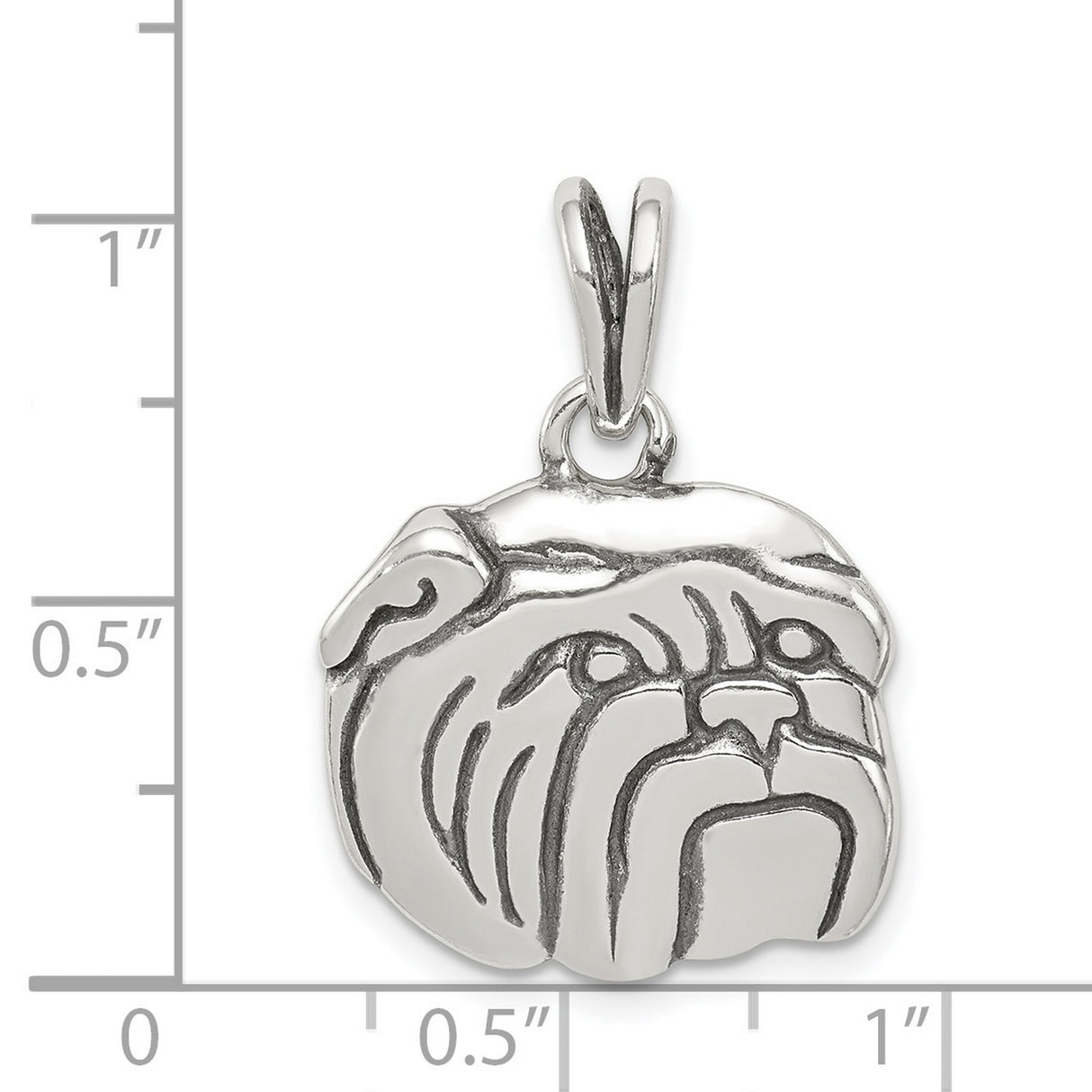 Sterling Silver Bulldog Head Pendant, Realistic Dog Face Design, Animal Jewelry for Pet Lovers