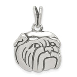 Sterling Silver Bulldog Head Pendant, Realistic Dog Face Design, Animal Jewelry for Pet Lovers