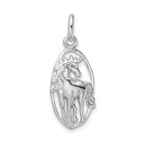 Sterling Silver Unicorn Pendant Charm with Flowing Mane and Openwork Design