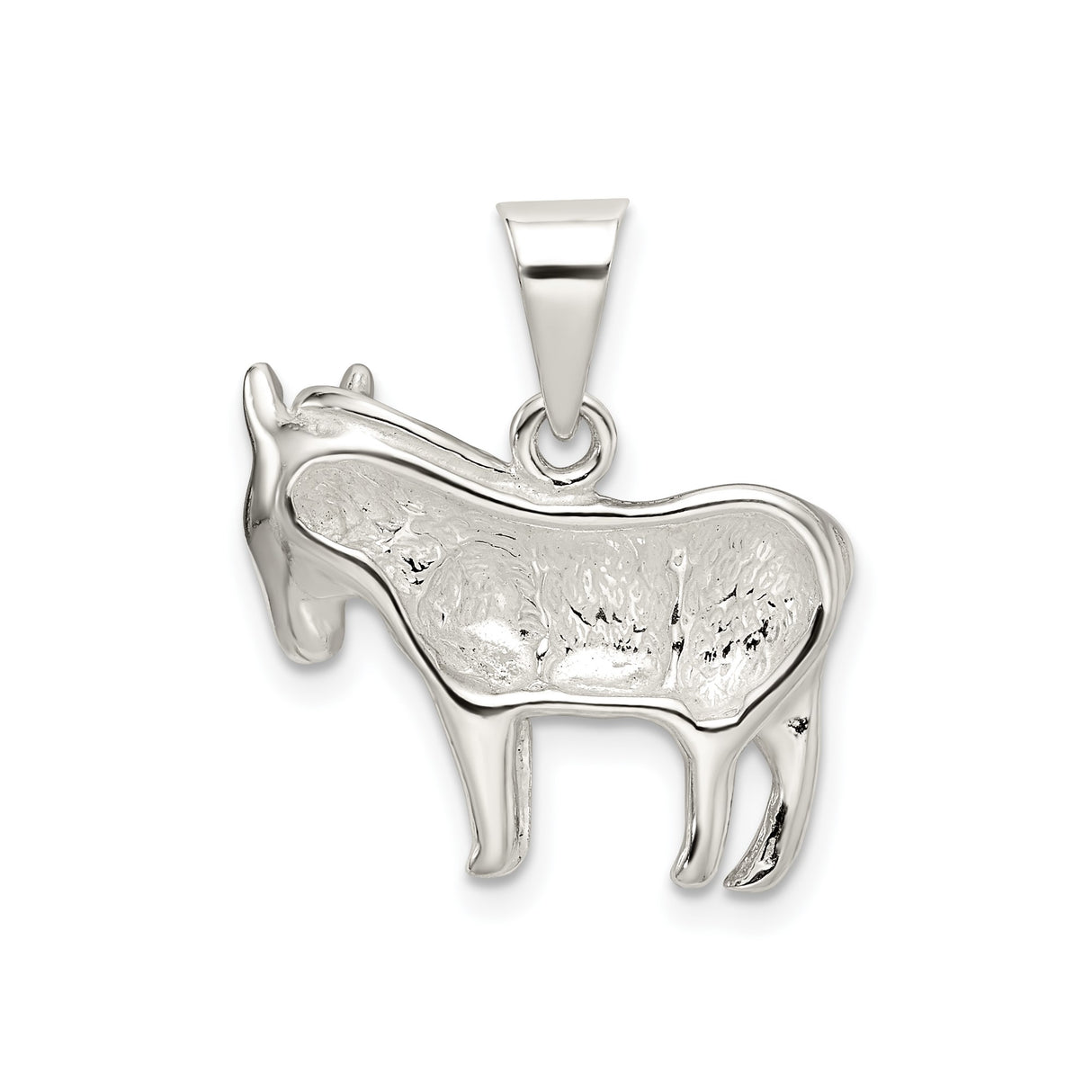Sterling Silver Donkey Pendant, Detailed Animal Charm, Western Farm Theme