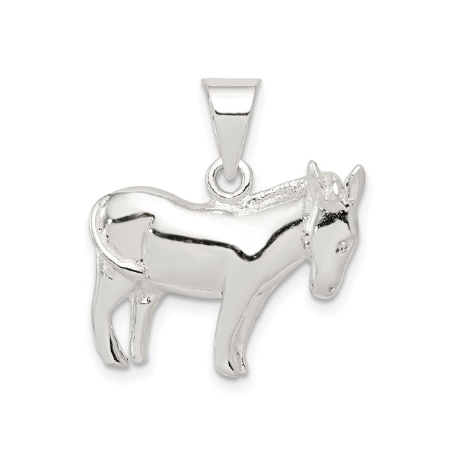 Sterling Silver Donkey Pendant, Detailed Animal Charm, Western Farm Theme