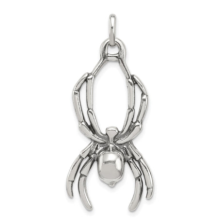Sterling Silver Spider Pendant, Gothic Creepy Jewelry for Men and Women