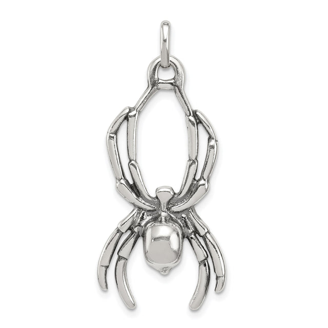 Sterling Silver Spider Pendant, Gothic Creepy Jewelry for Men and Women