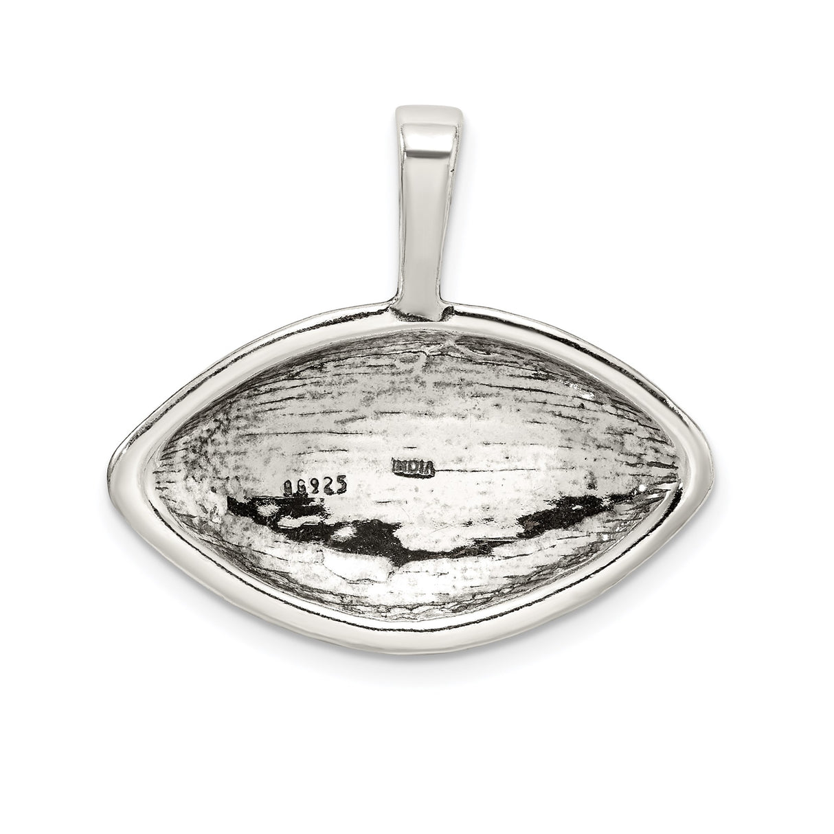 Sterling Silver Football Pendant with Textured Surface and Realistic Laces Detail for Men