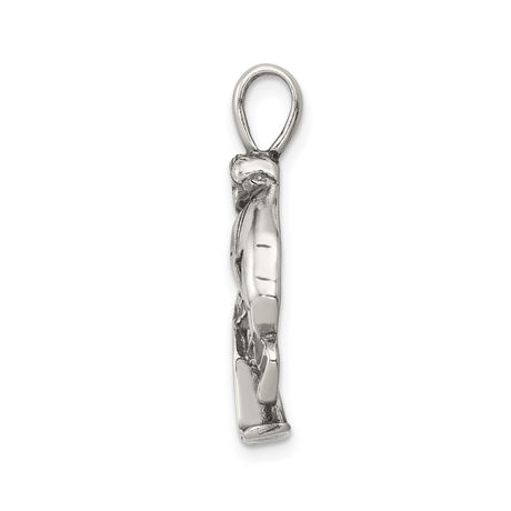 Sterling Silver Hockey Player Pendant with Stick and Gear, Sports Charm for Men or Teens