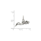 Sterling Silver Scuba Diver Pendant with Fins and Tank, Nautical Ocean Charm for Diving Enthusiasts