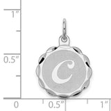 Brocaded Initial C Charm Pendant in Real 925 Sterling Silver