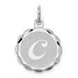 Brocaded Initial C Charm Pendant in Real 925 Sterling Silver