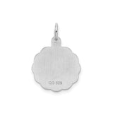 Sterling Silver Initial Pendant with Letter D, Scalloped Border Monogram Charm