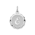 Sterling Silver Pendant with Script Letter E, Scalloped Round Initial Charm for Women