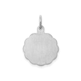 Sterling Silver Pendant with Script Letter F, Scalloped Edge Monogram Charm