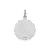 Sterling Silver Pendant with Script Letter G and Diamond-Cut Scalloped Border