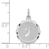 Brocaded Initial J Charm Pendant in Real 925 Sterling Silver