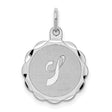 Brocaded Initial J Charm Pendant in Real 925 Sterling Silver