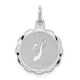 Brocaded Initial J Charm Pendant in Real 925 Sterling Silver