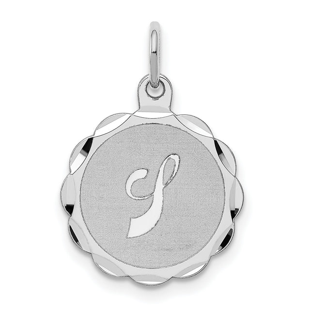Brocaded Initial J Charm Pendant in Real 925 Sterling Silver